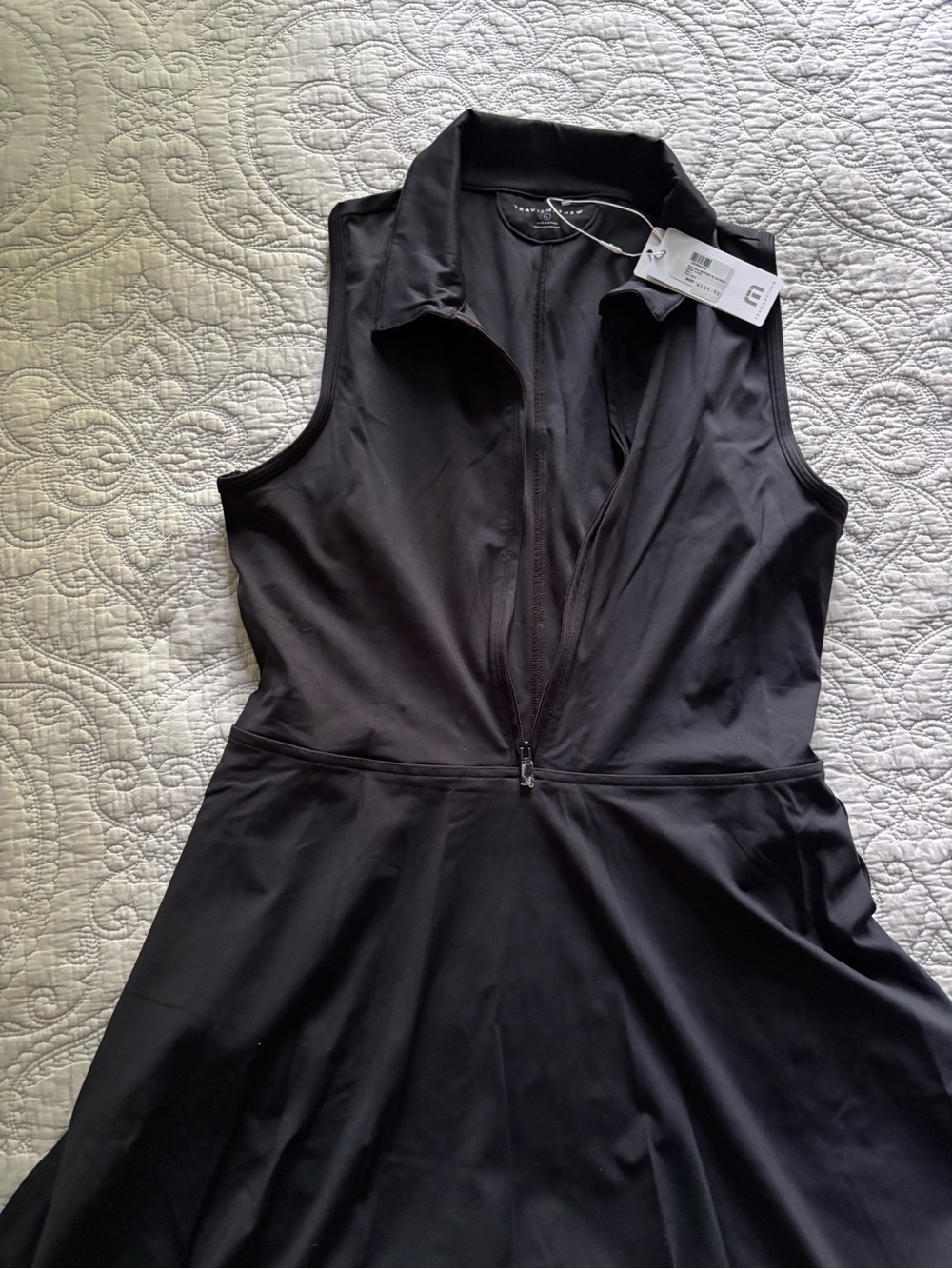Travis Mathew Black MoveKnit Sleeveless Zip-Front Dress with short